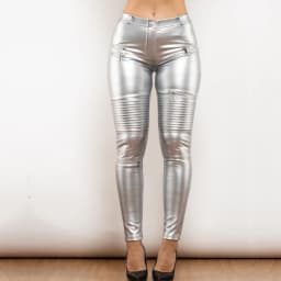 Shascullfites Melody Blue Leather Pants for Women Gothic Biker Style Punk PU Clothing Female Gothic Fashion