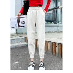 Cargo Pants Women Casual 2026 Winter Autumn New Fashion Genuine Leather Pants Streetwear Trousers