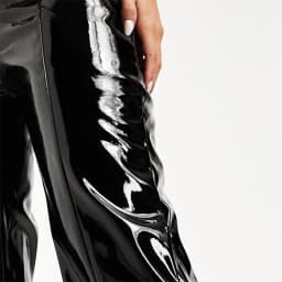 Women's Shiny Leather Wide Leg Pants Casual Higth Waist Black Stretch Loose Mirror Face Straight Leg Trousers Clubbing 2023