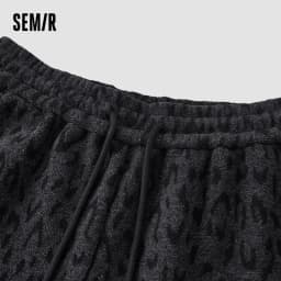 Semir Women Pants Fleece Lined Leopard Print Loose Fit Wide Leg Elastic Waist Street Style Retro Style 2026 Winter Full Length