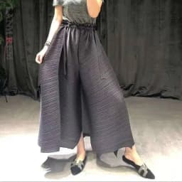 LANMREM pleated straight pants for famale 2025 spring new elastic waist pleated wide leg pants women YJ444