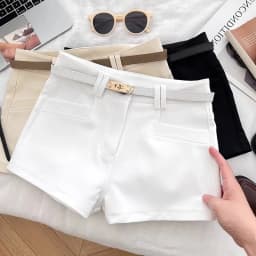 High Waist Slimming A-Line Shorts Women's Summer Casual Pants Hot Pants Trendy Commuter Style Straight Leg Zipper Fly