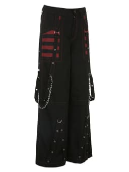 Women Loose Cargo Pants Y2K Aesthetic Gothic Graphic Trousers High Waist Buckle Chain Long Pants with Pockets Hip Hop Streetwear