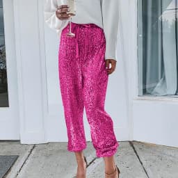 Fashion Shiny Sequin Pants Womens High Waisted Baggy Trousers Streetwear Sparkly Glitter Night Party Clubwear Pantalones
