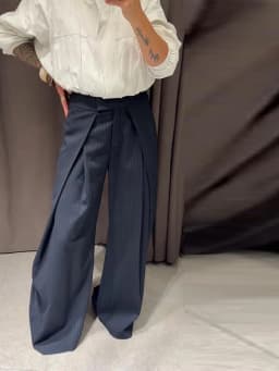 Fashion Chic Irregular Striped Long Pants For Women High Waist Loose Trouser 2025 Autumn Winter Fashion Female Daily Casual Pant