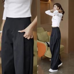 Trendy High Waist Wide Leg Pants Casual Workwear Spring Autumn Loose Slimming Long Trousers Geometry Pattern Ladies Jeans