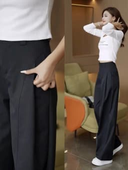Trendy High Waist Wide Leg Pants Casual Workwear Spring Autumn Loose Slimming Long Trousers Geometry Pattern Ladies Jeans