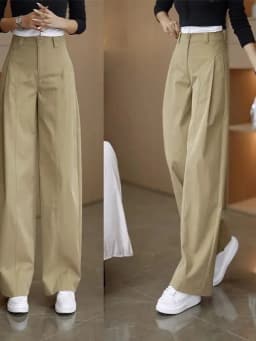 Trendy High Waist Wide Leg Pants Casual Workwear Spring Autumn Loose Slimming Long Trousers Geometry Pattern Ladies Jeans