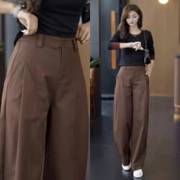 Trendy High Waist Wide Leg Pants Casual Workwear Spring Autumn Loose Slimming Long Trousers Geometry Pattern Ladies Jeans