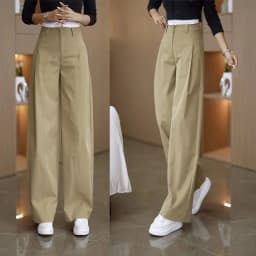 Trendy High Waist Wide Leg Pants Casual Workwear Spring Autumn Loose Slimming Long Trousers Geometry Pattern Ladies Jeans