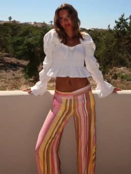 HH Women's Elegant Colorful Striped Wide Leg Pants 2026 Summer Autumn Fashion Female Low-Waisted Baggy Streetwear Trousers