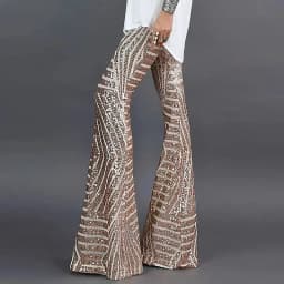 Sequin High Waist Flare Pants women Streetwear Wild Basic Slim fit Casual Summer New Women's Pants