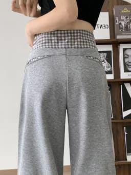 American Vintage Coffee Wide Leg Pants Woman Plaid Patchwork High Waist Straight Trousers Female Spring Summer Casual Long Pants