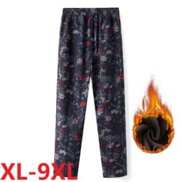 Extra Large Size 9XL Middle-aged Women Pants New Autumn Elastic High Waist Casual Trousers Winter Velvet Female Straight Pants