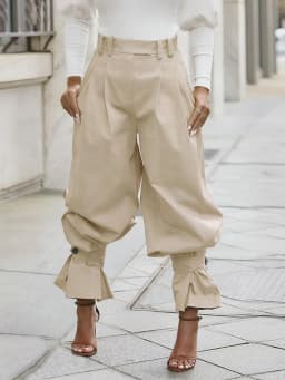 CM.YAYA Women Ruched Straight Wide Leg Pants Fashion 2026 Summer Street INS Casual Party OL Work Jogger Safari Trousers