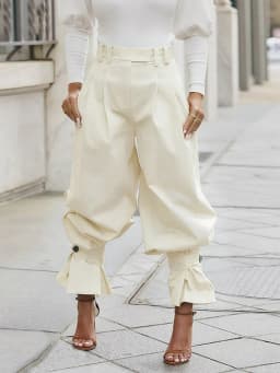 CM.YAYA Women Ruched Straight Wide Leg Pants Fashion 2026 Summer Street INS Casual Party OL Work Jogger Safari Trousers