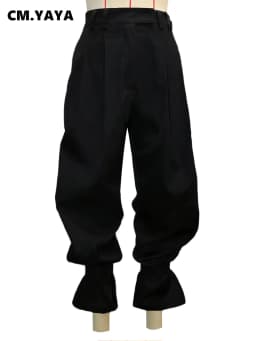 CM.YAYA Women Ruched Straight Wide Leg Pants Fashion 2026 Summer Street INS Casual Party OL Work Jogger Safari Trousers