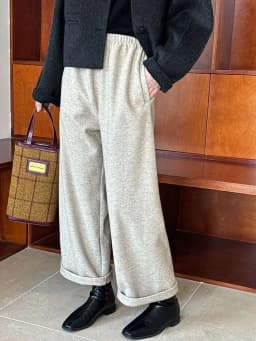 [LANMREM] Vintage Woolen Pants For Women Straight Wide Leg Trousers Office Lady Warm Loose Clothing 2025 Winter New 26C867