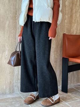 [LANMREM] Vintage Woolen Pants For Women Straight Wide Leg Trousers Office Lady Warm Loose Clothing 2025 Winter New 26C867