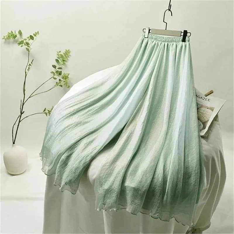 New Women's Chiffon Pants 2025 Spring Autumn Casual High Waist Ladies Wide-leg Trousers Fashion Personality Femme Skirt Pant