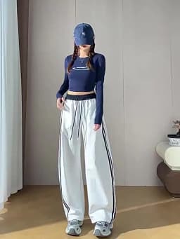Loose Joggers Pants Women Stripes Drawstring Pants Streetwear Hip Hop Y2k Baggy Wide Leg Sweatpants Casual Fashion Thin Trousers