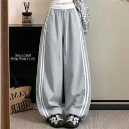Loose Joggers Pants Women Stripes Drawstring Pants Streetwear Hip Hop Y2k Baggy Wide Leg Sweatpants Casual Fashion Thin Trousers
