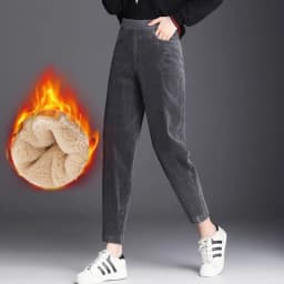 Women's Thiened Lamb Velvet Casual Pants Autumn Winter Loose Fce Lined Thi Corduroy Outerwear Large Size Warm Cotton P...