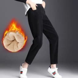 Women's Thiened Lamb Velvet Casual Pants Autumn Winter Loose Fce Lined Thi Corduroy Outerwear Large Size Warm Cotton P...