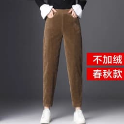 Women's Thiened Lamb Velvet Casual Pants Autumn Winter Loose Fce Lined Thi Corduroy Outerwear Large Size Warm Cotton P...