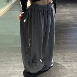 Women Men Y2K Snake Rhinestone Wide Leg Pants Casual High Waist Baggy Sweatpants Streetwear