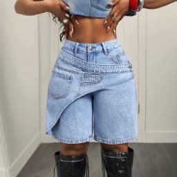 Women Denim Pant Jeans Vintage Wide Leg Knee Length Pants High Waist Straight Trousers Y2k Streetwear Elegant Casual Loose