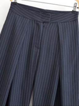 Fashion Stripe Pleated Wide Leg Pants For Women Elegant Pockets High Waist Long Trousers 2025 Autumn Lady High Street Chic Pants