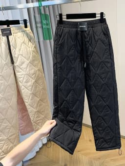 Women's Lightweight down Cotton Pants Winter European Goods Rhombus Straight Leg Wide Leg Pants Warm Drawstring Harlan Pants