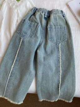 Spring Autumn New Women's Baby Pants Straight Leg Loose Wide Leg Jeans Children's Casual Trousers Versatile Comfortable Fit