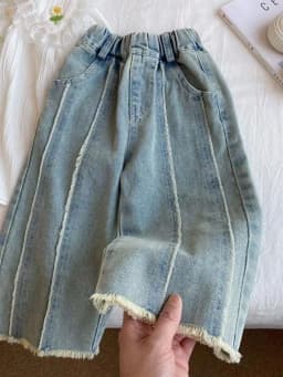 Spring Autumn New Women's Baby Pants Straight Leg Loose Wide Leg Jeans Children's Casual Trousers Versatile Comfortable Fit