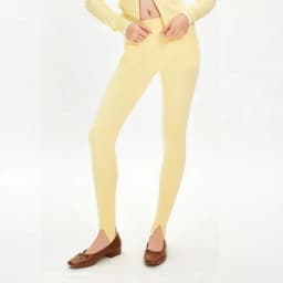 Combhasaki Women Casual Y2K Elastic High Waist Slim Fit Long Trousers Ribbed Knitwear Tight Step on Foot Leggings Sporty Pants