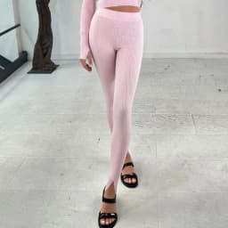Combhasaki Women Casual Y2K Elastic High Waist Slim Fit Long Trousers Ribbed Knitwear Tight Step on Foot Leggings Sporty Pants