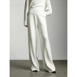 2026 Wool Elastic Waist Knitted Wide-Leg Pants for Women Winter High-Waisted Straight Loose Floor-Length Casual Pants