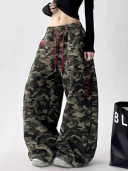 Streetwear Y2K Camouflage Pants Women Letter American Harajuku High Waist Wide Leg Trousers Spring Hip Hop Bf Vintage Loose Pant