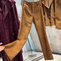 YOLOAgain 2025 Autumn Suede Pants Women Real Leather Straight Trousers Female