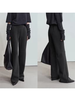 AMII Minimalist 2024 Winter Women's Garland Letter Embroidered Polished High-waisted Micro-flared Pants Casual Trousers 12424076