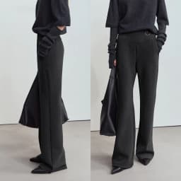 AMII Minimalist 2024 Winter Women's Garland Letter Embroidered Polished High-waisted Micro-flared Pants Casual Trousers 12424076