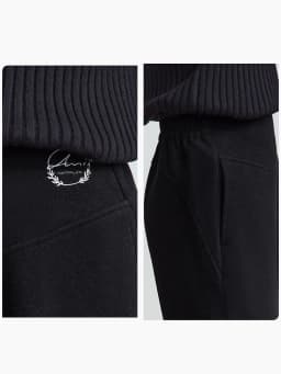 AMII Minimalist 2024 Winter Women's Garland Letter Embroidered Polished High-waisted Micro-flared Pants Casual Trousers 12424076