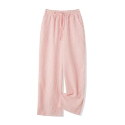 Women Loose Plaid Pants Casual Loose Elastic Straight Wide Leg Trousers with Pockets for Work Office Streetwear