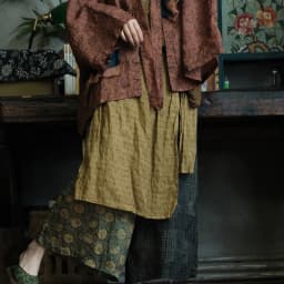 100% Ramie Women Ankle-length Casual Pants New 2026 Summer Vintage Style Patchwork Print Loose Female Wide Leg Pants M2825
