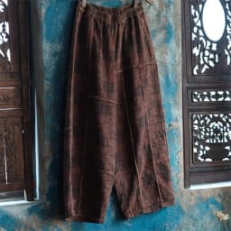 Johnature Women Vintage Print Floral Wide Leg Pants Elastic Waist Cotton Blend Loose Trouser 2025 New Autumn Women Long Pants