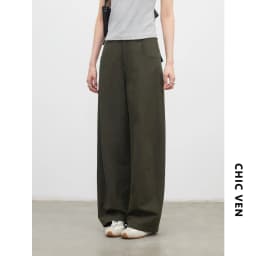 CHIC VEN New Fashion Women Pants Loose Casual Solid Straight Leg Pant Line Design Female Trousers Spring Summer 2026 Clothes