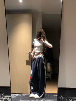 American Style Retro Letter Heart Embroidery Casual Pants Women's Autumn Straight Loose Wide Leg Pants Knife Sports Swea...