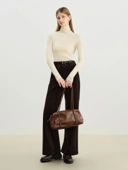 ZIQIAO Retro Hong Kong Style Corduroy Flared Pants Women 2025 Autumn and Winter New Brown Casual Flared Pants