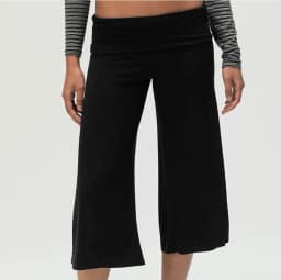 Women Fold Over Waist Gaucho Pants Low Rise Cropped Wide Leg Capri Pants Summer Foldover Culottes Yoga Pants Pajama Bottoms